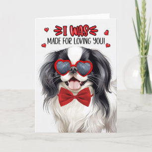 Tarjeta Festiva Perro chino japonés hecho para amarte San Valentín