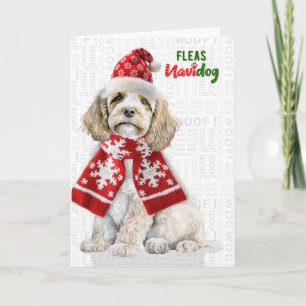 Tarjeta Festiva Perro Cockapoo Festivo Divertido Pulgas Navidog Na