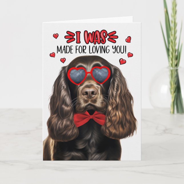 Tarjeta Festiva Perro Cocker de chocolate hecho para amarte San Va (Anverso)