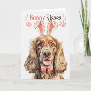 Tarjeta Festiva Perro Cocker Spaniel en las orejas de los conejito