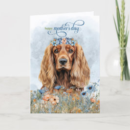 Tarjeta Festiva Perro Cocker Spaniel Flores silvestres Día de la M