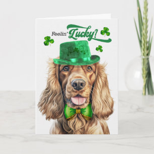 Tarjeta Festiva Perro Cocker Spaniel sintiéndose afortunado Día de