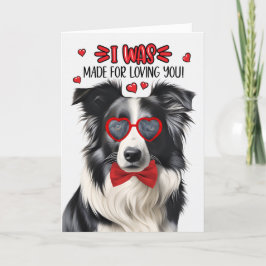 Tarjeta Festiva Perro collie fronterizo hecho para amarte San Vale
