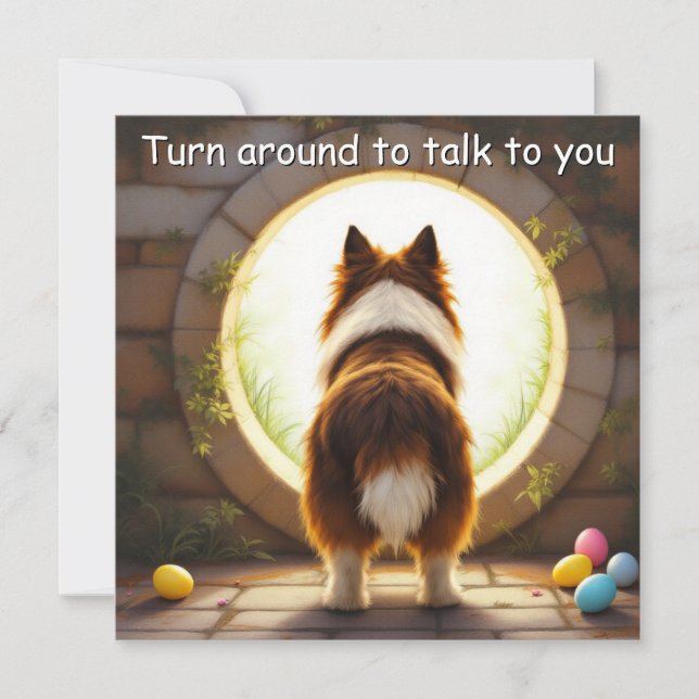 Tarjeta Festiva Perro Collie - Pascua (Anverso)