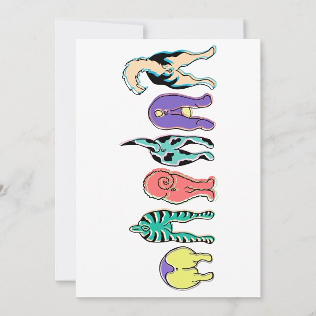 Tarjeta Festiva Perro colorido (Anverso)