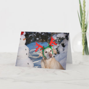Tarjeta Festiva Perro con anillos de reno