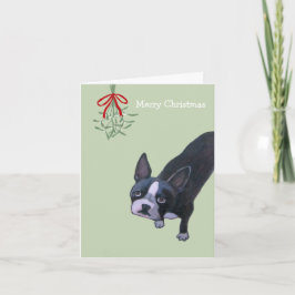 Tarjeta Festiva Perro con el muérdago