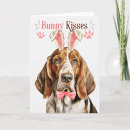 Tarjeta Festiva Perro con hebilla en Basset en Pascua de Abundante