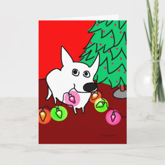 Tarjeta Festiva PERRO con la cadena de luces