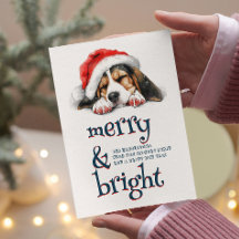 Perro con Santa Hat Merry y brillante