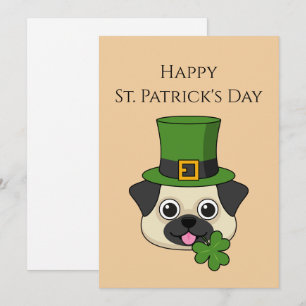 Tarjeta Festiva Perro con sombrero y trébol Día de San Patricio   