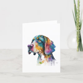 Tarjeta Festiva Perro coonhound americano en acuarela y pluma