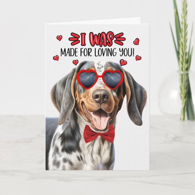 Tarjeta Festiva Perro Coonhound Bluetick Te hizo amar Valentine (Anverso)