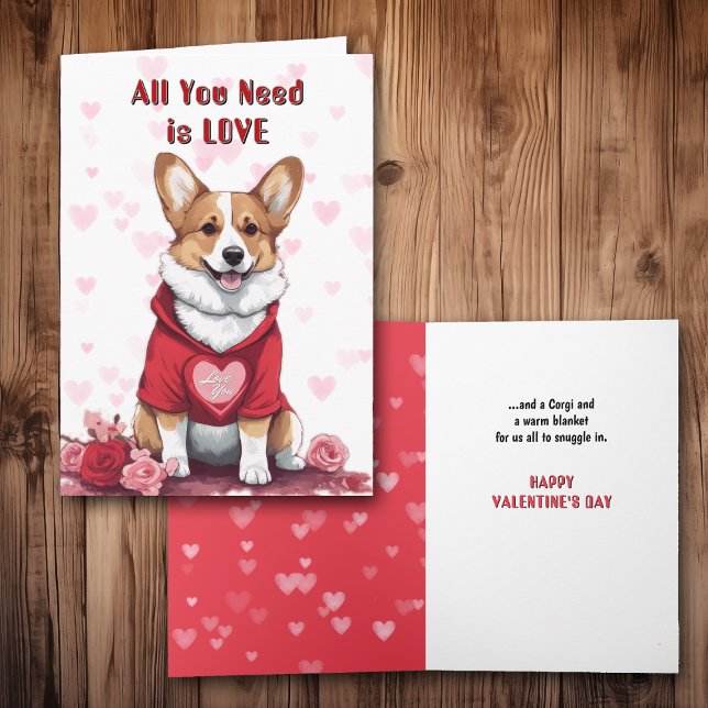 Tarjeta Festiva Perro Corgi Cute Todo Lo Que Necesitas San Valentí (Subido por el creador)