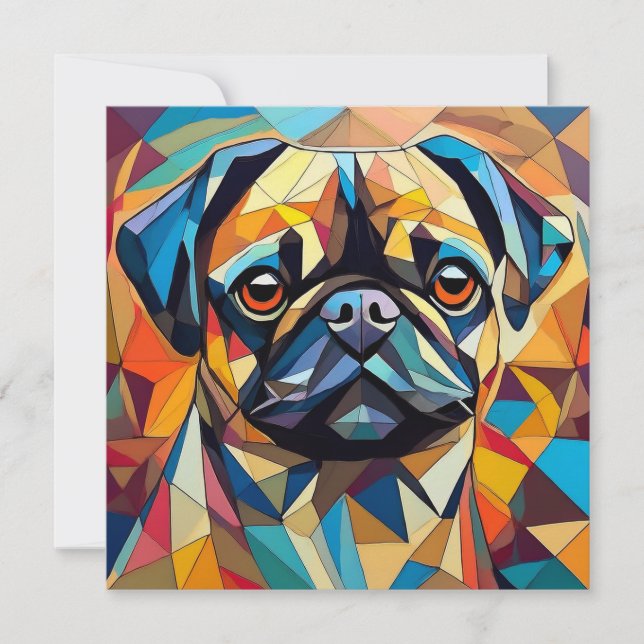 Tarjeta Festiva Perro cubista de IA (Anverso)