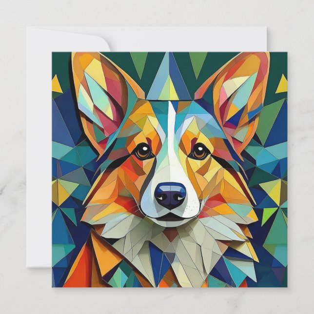 Tarjeta Festiva Perro cubista de IA (Anverso)