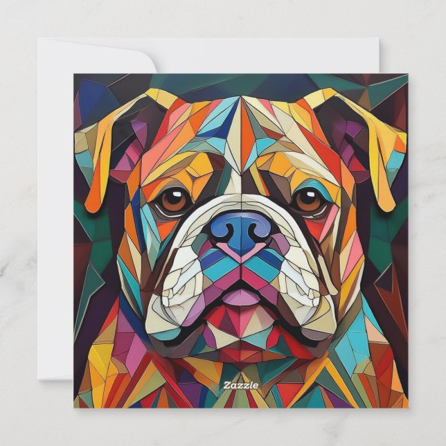 Tarjeta Festiva Perro cubista de IA (Reverso)