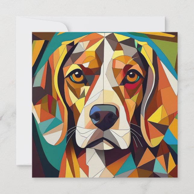 Tarjeta Festiva Perro cubista de IA (Anverso)