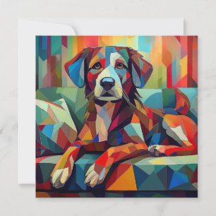 Tarjeta Festiva Perro cubista de IA