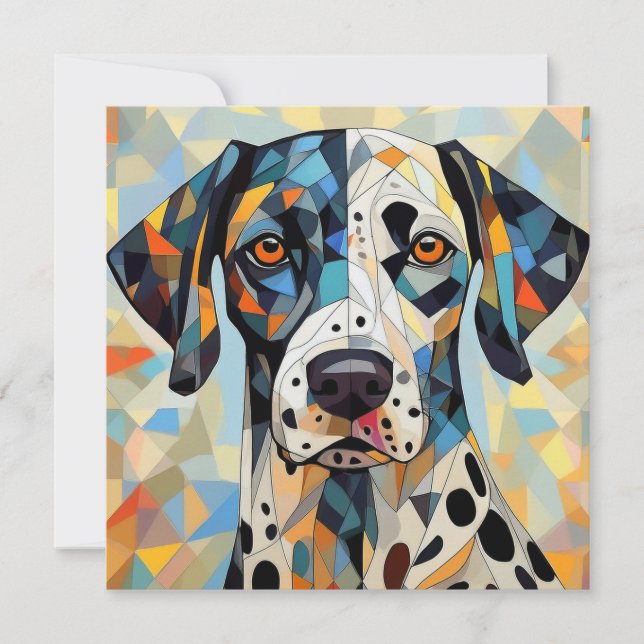 Tarjeta Festiva Perro cubista de IA (Anverso)