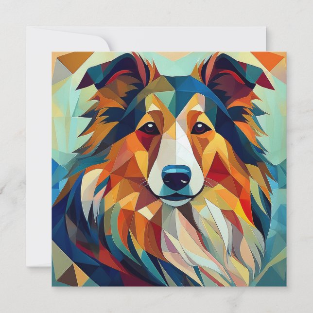Tarjeta Festiva Perro cubista de IA (Anverso)