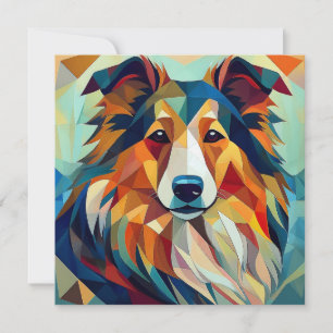 Tarjeta Festiva Perro cubista de IA
