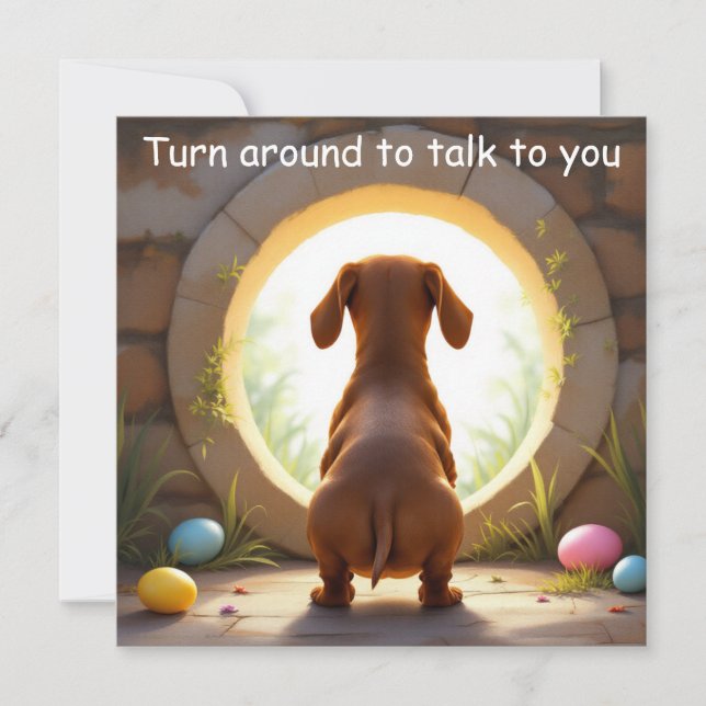 Tarjeta Festiva Perro Dachshund - con apellido (Anverso)