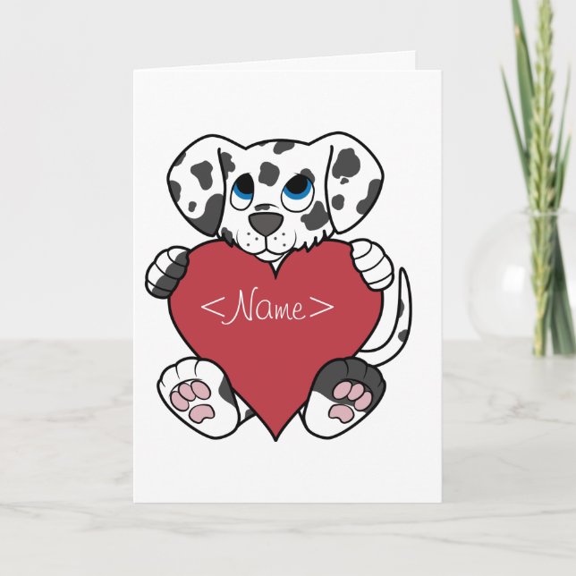 Tarjeta Festiva Perro dálmata del el día de San Valentín con el (Anverso)