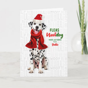Tarjeta Festiva Perro dálmata divertido pulgas Navidog con nombre