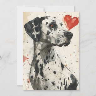 Tarjeta Festiva Perro dálmata El día de San Valentín de cosecha