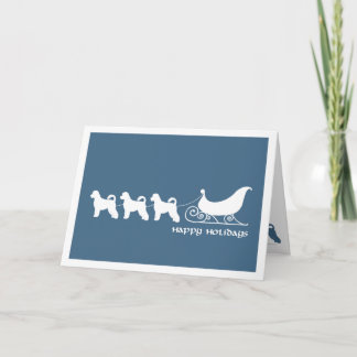 Tarjeta Festiva Perro de agua portugués que tira del trineo de