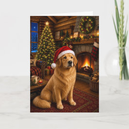 Tarjeta Festiva Perro de Agua Retriever Navideño 