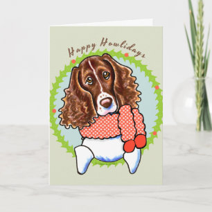 Tarjeta Festiva Perro de aguas de saltador Howlidays feliz
