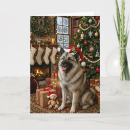 Tarjeta Festiva perro de alce noruego vacaciones