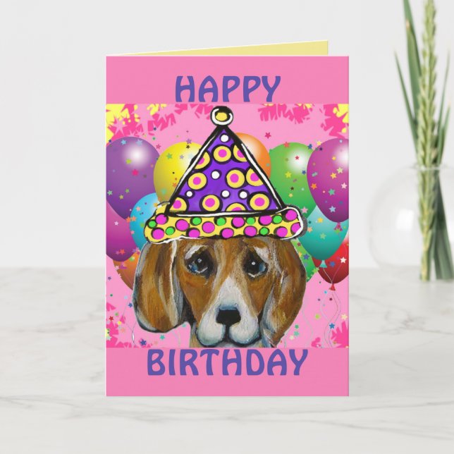 TARJETA FESTIVA PERRO DE BEAGLE (Anverso)