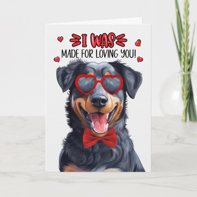 Tarjeta Festiva Perro de belleza hecho para amarte San Valentín (Anverso)