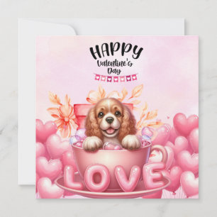 Tarjeta Festiva Perro de cachorro coquetero para El día de San Val