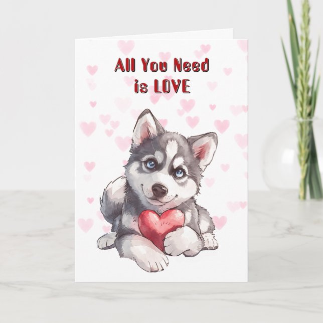 Tarjeta Festiva Perro de cachorro delicioso todo lo que necesitas  (Anverso)