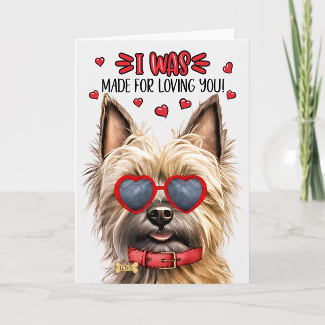 Tarjeta Festiva Perro de Cairn Terrier hecho para amarte San Valen (Anverso)
