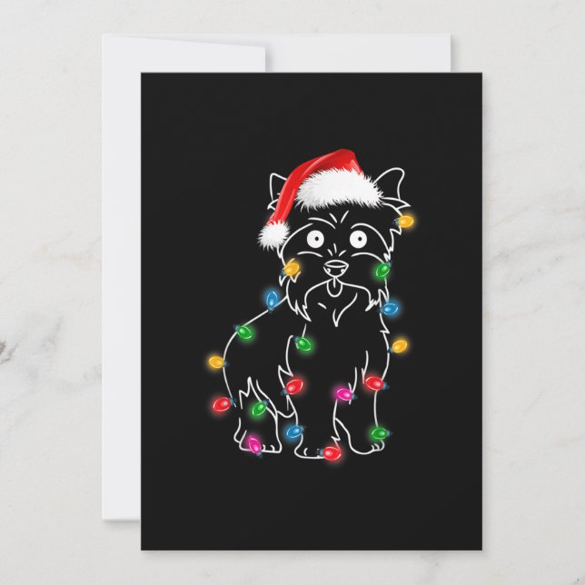 Tarjeta Festiva Perro de Cairn Terrier ilumina a Navidades que coi (Anverso)