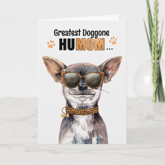 Tarjeta Festiva Perro de Chihuhua: el día de la madre de HuMOM (Anverso)