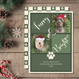 Tarjeta Festiva Perro De Collage de fotos Verde Luminoso