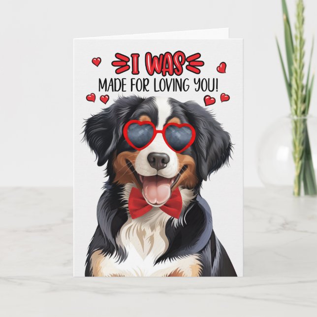 Tarjeta Festiva Perro de la montaña Entlebucher te hizo amar San V (Anverso)