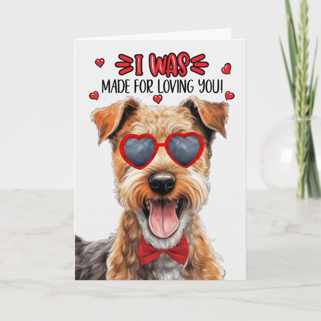 Tarjeta Festiva Perro de Lakeland Terrier hecho para amarte San Va (Anverso)
