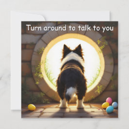 Tarjeta Festiva Perro de línea de borde - con nombre de familia