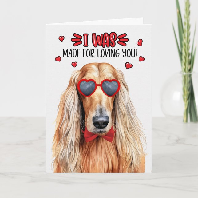 Tarjeta Festiva Perro de los sabores afganos hecho para amarte San (Anverso)