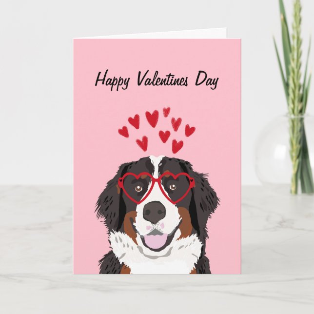 Tarjeta Festiva Perro de montaña Bernés Valentino amor de perro (Anverso)