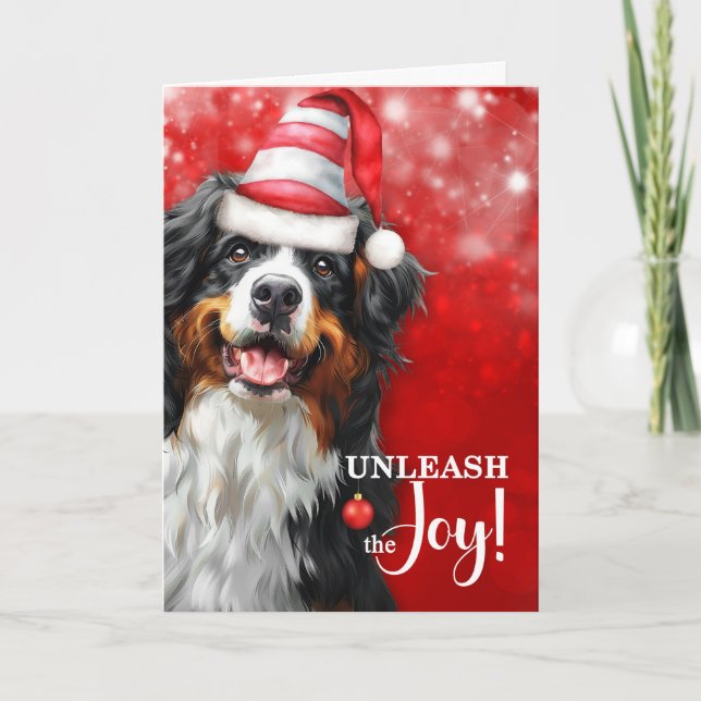 Tarjeta Festiva Perro de montaña de Berna desata a los Navidades d (Anverso)
