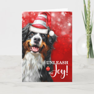 Tarjeta Festiva Perro de montaña de Berna desata a los Navidades d