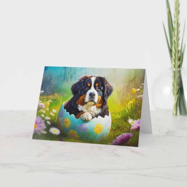 Tarjeta Festiva Perro de montaña de Bernese (Anverso)